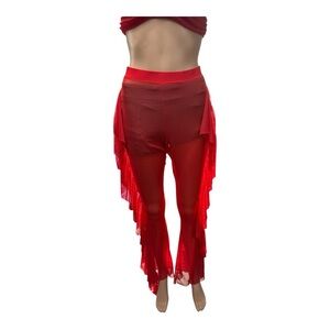 Shein NIB - Shear Red Fringe Detail Swim Cover Pants Size Small